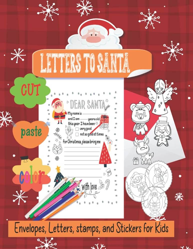 Letters to santa stationery set cute letters to santa claus blank coloring pages letters with stickers envelope and stamp for kids gift idea for boys and girls christmas scissor skills