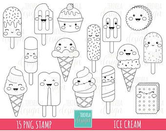 Sale ice cream stamp digi stamp commercial use kawaii digi stamp summer stamps coloring page cute images instâ coloring pages digi stamp digi stamps