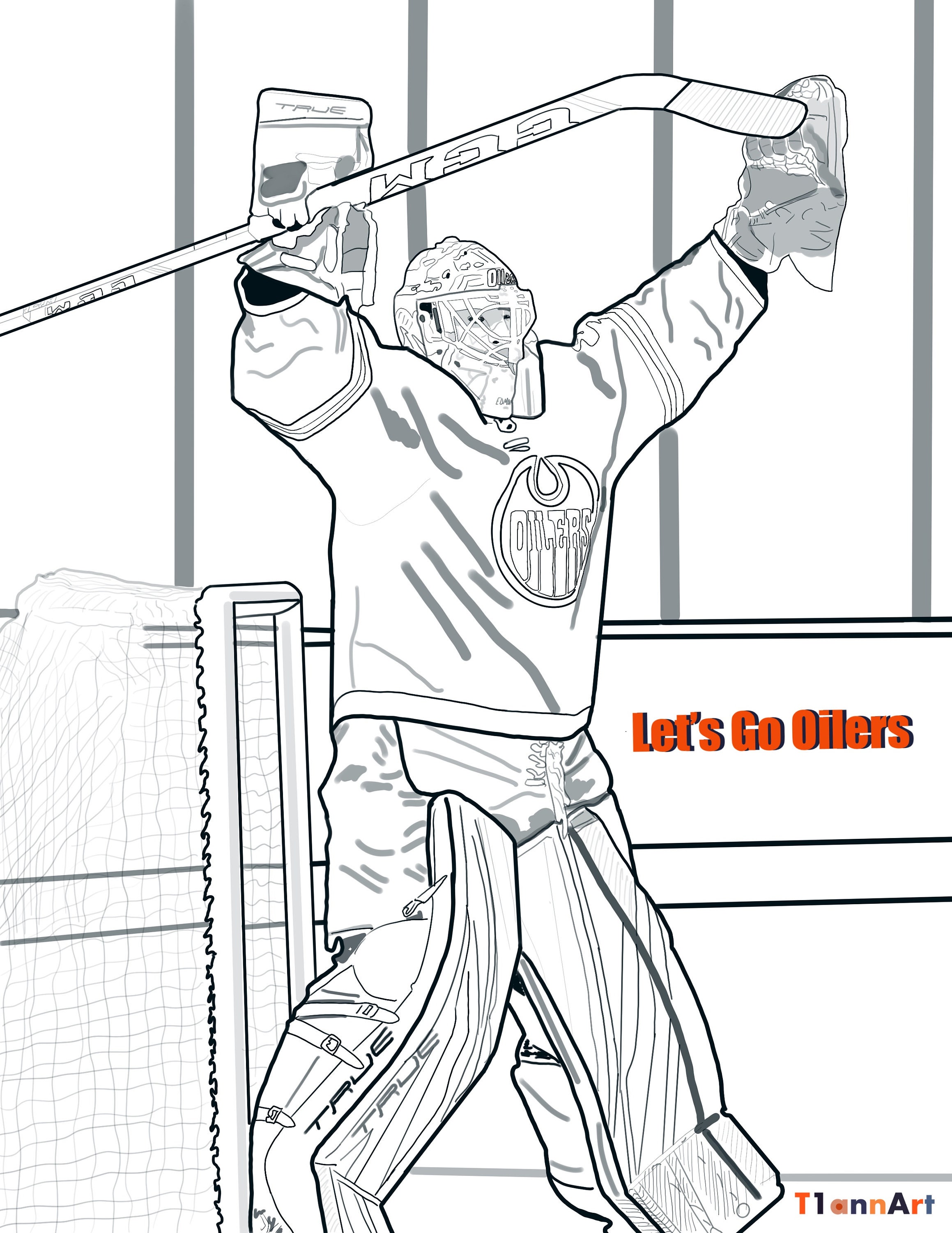 Mike smith edmonton oilers coloring pages kids children hockey nhl sports art nhl playoffs oilers mcdavid