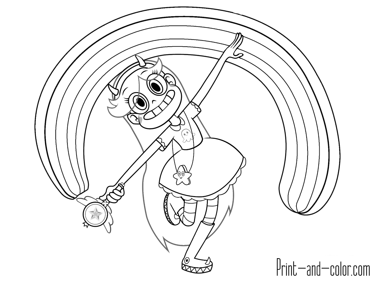 Star butterfly rainbow coloring pages force of evil coloring books