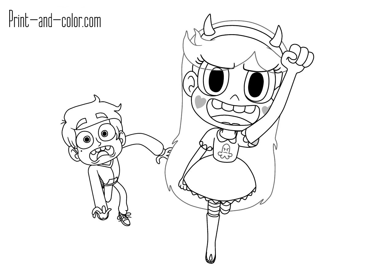 Star vs the forces of evil coloring pages print and color