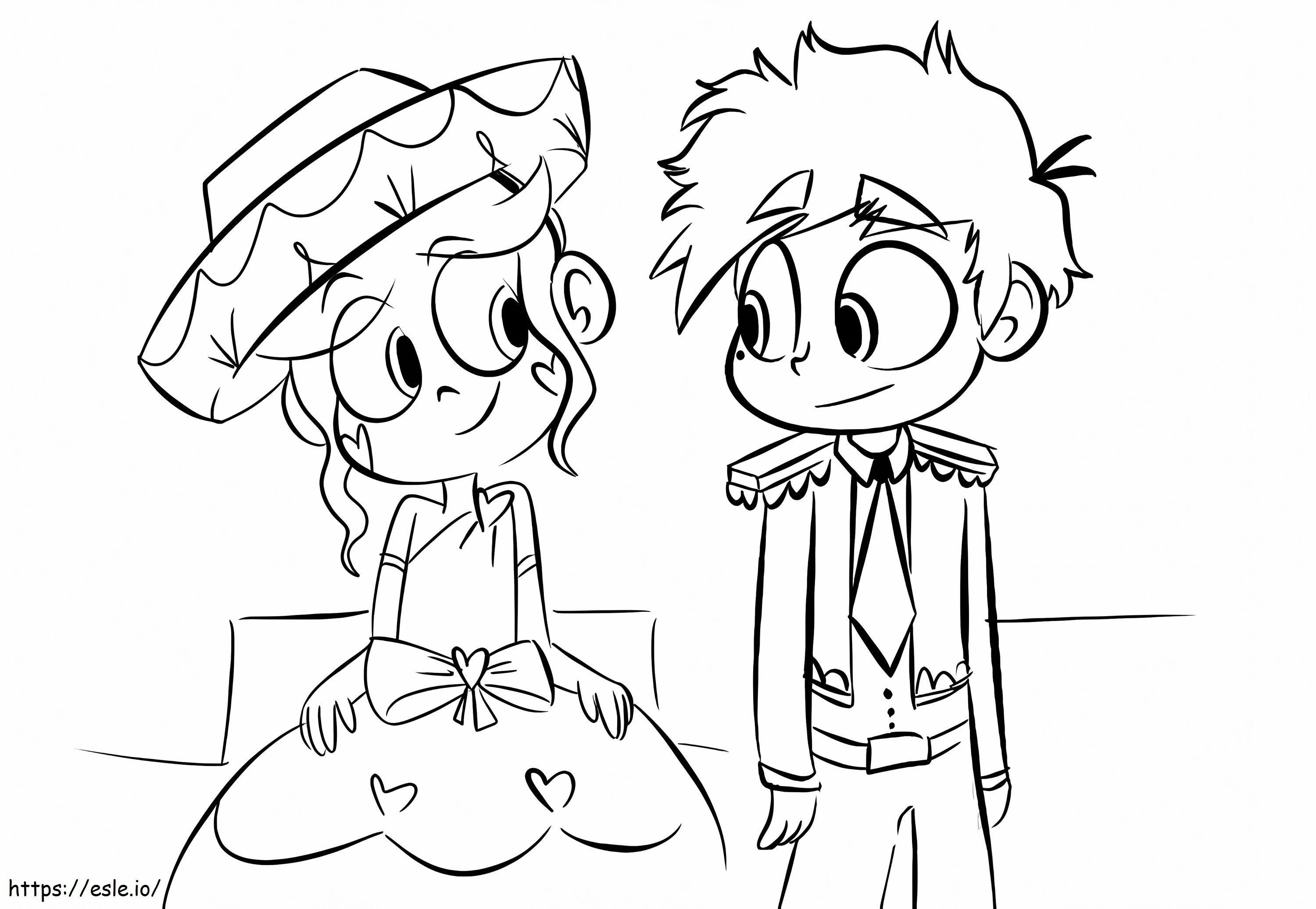 Lovely marco and star butterfly coloring page