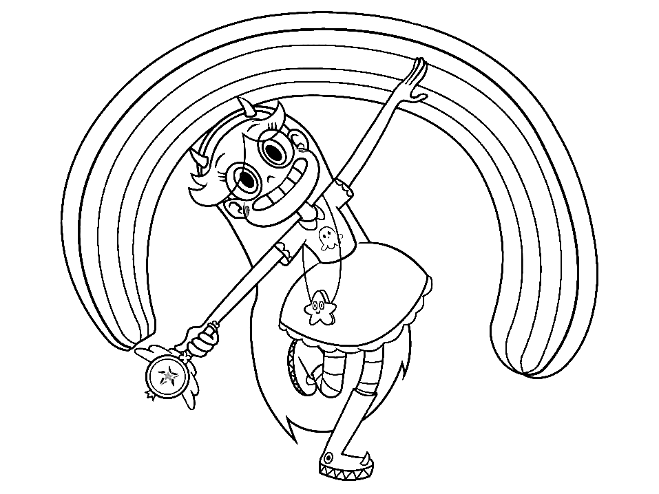 Star butterfly and rainbow coloring page