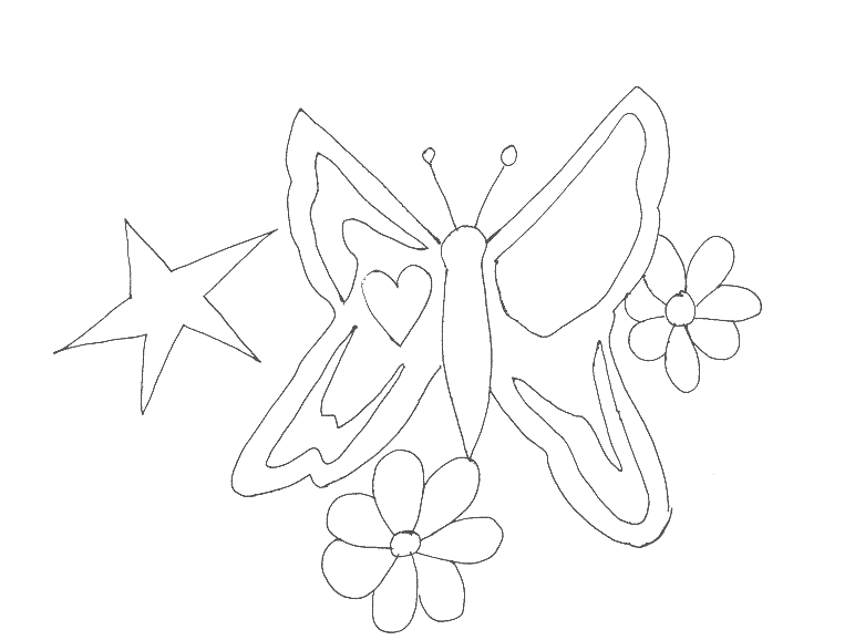 Butterfly with star printable coloring page