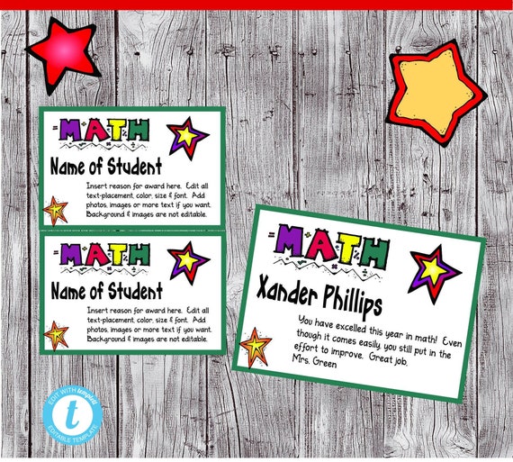 Award certificate template with a star theme