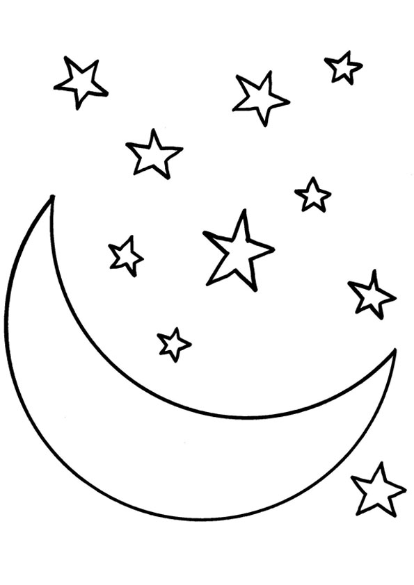 Coloring pages moon and star coloring page