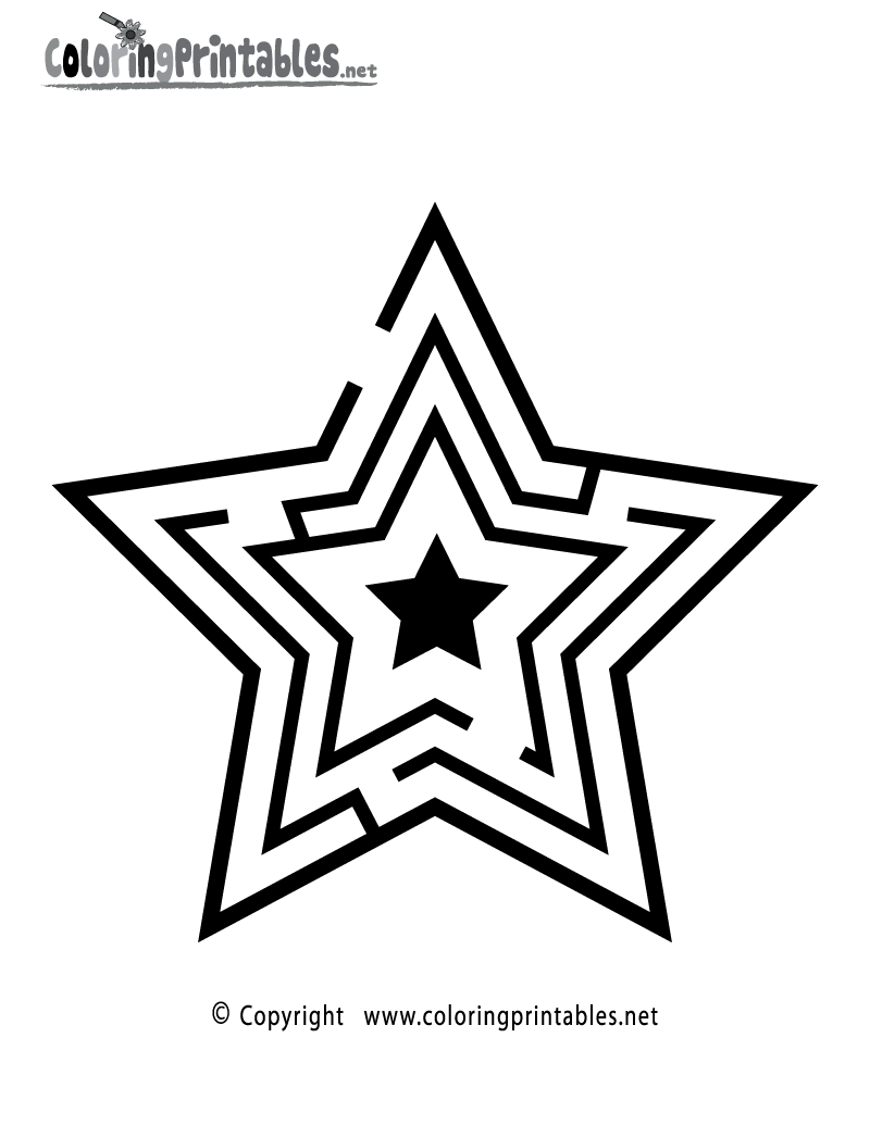 Free maze star coloring page