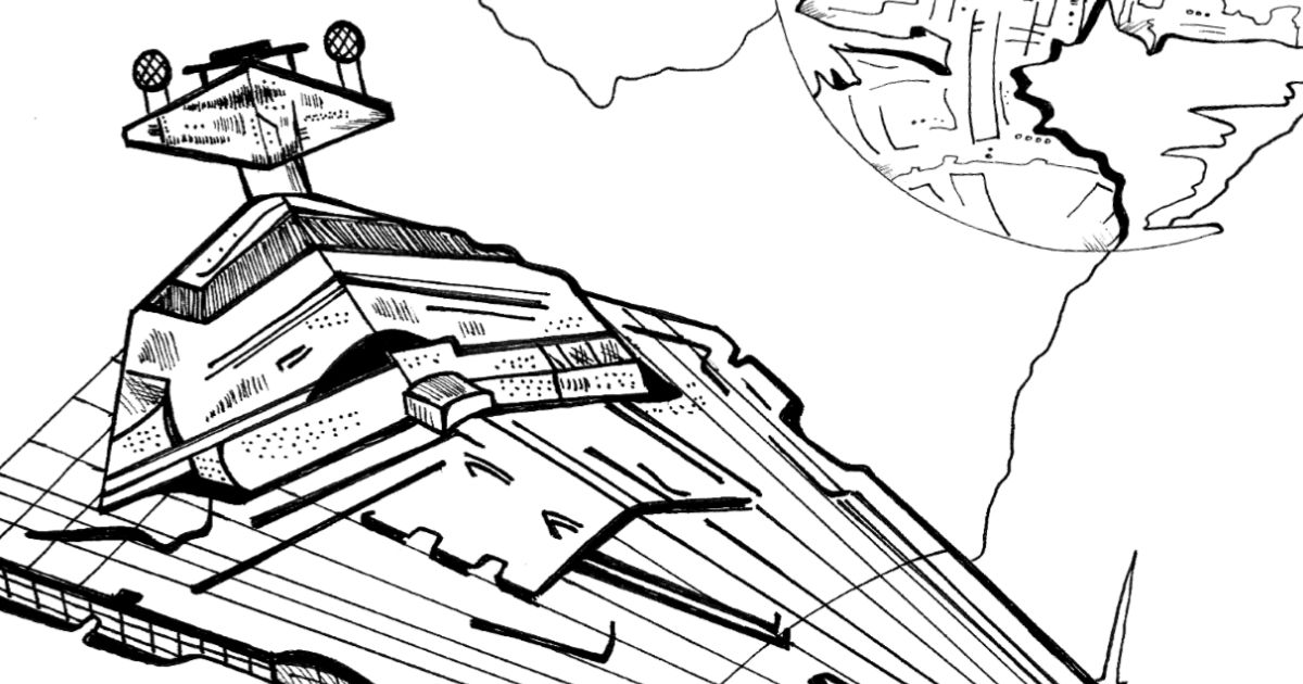 Free printable imperial star destroyer coloring page