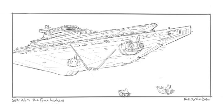 Nick on the draw on x drawing of a group of spacecraft approach a star destroyer starwars theforceawakens fanart storyboard httptcogyoyfkqcy x