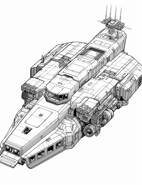 Premium ai image a drawing of a star destroyer ship with a large engine generative ai
