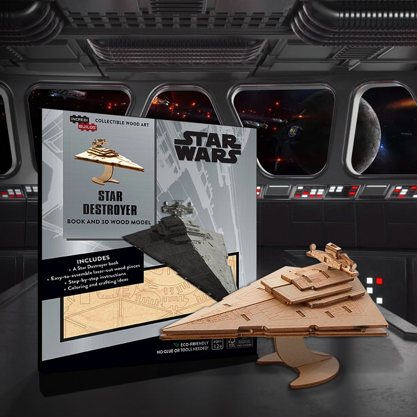 Star wars star destroyer book and d wood model â stands