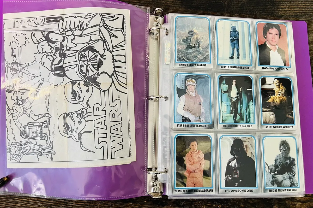 Star wars coloring page w trading cards cut out cards