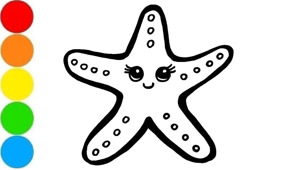 How to draw a starfish coloring pages for kids