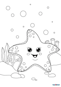 Printable starfish coloring pages for kids