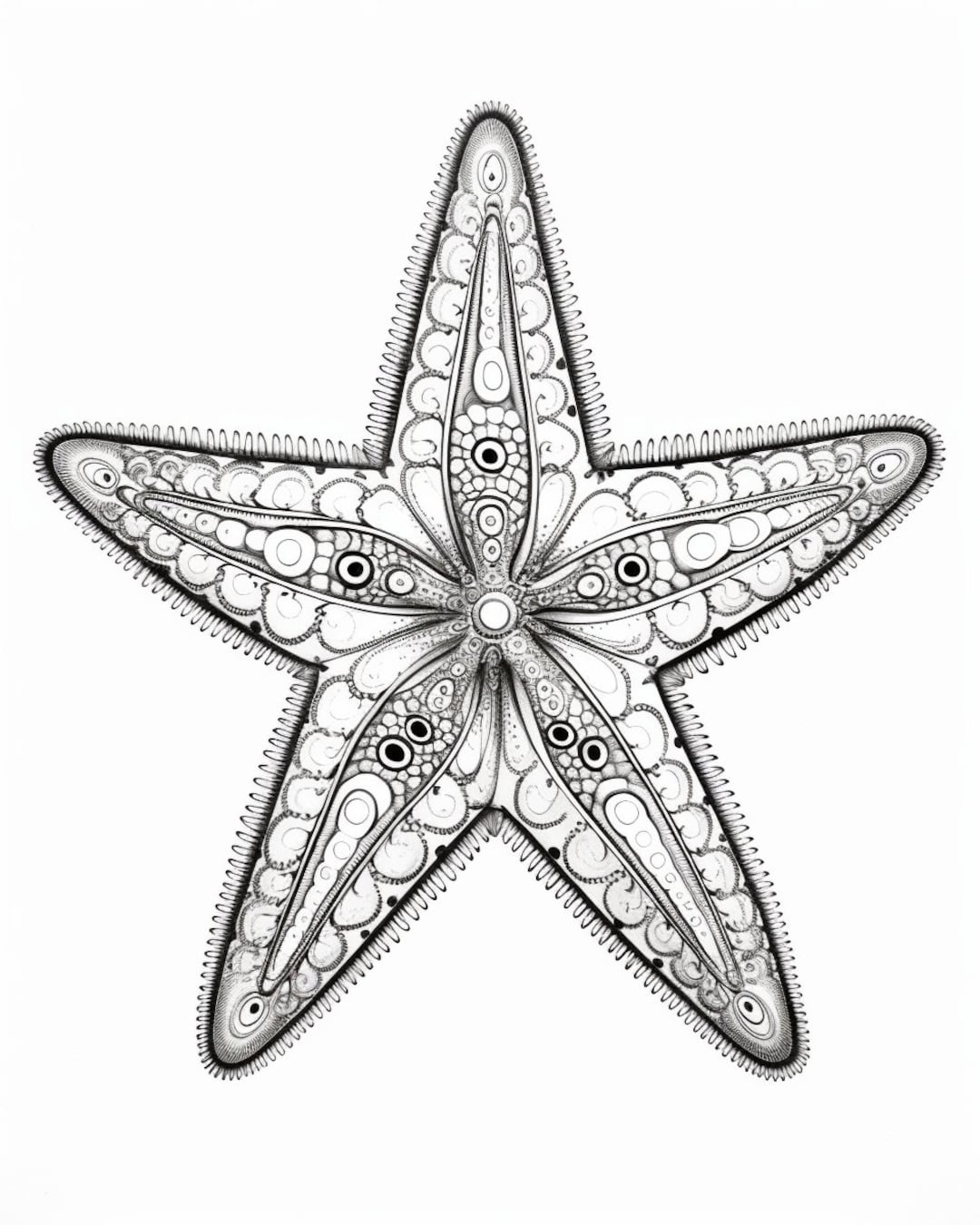 Fractal starfish coloring pages