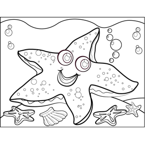 Happy starfish coloring page