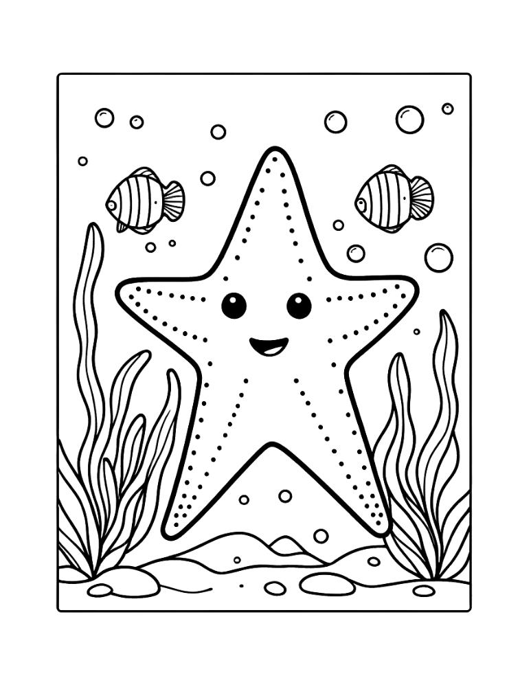 Free starfish coloring pages for kids
