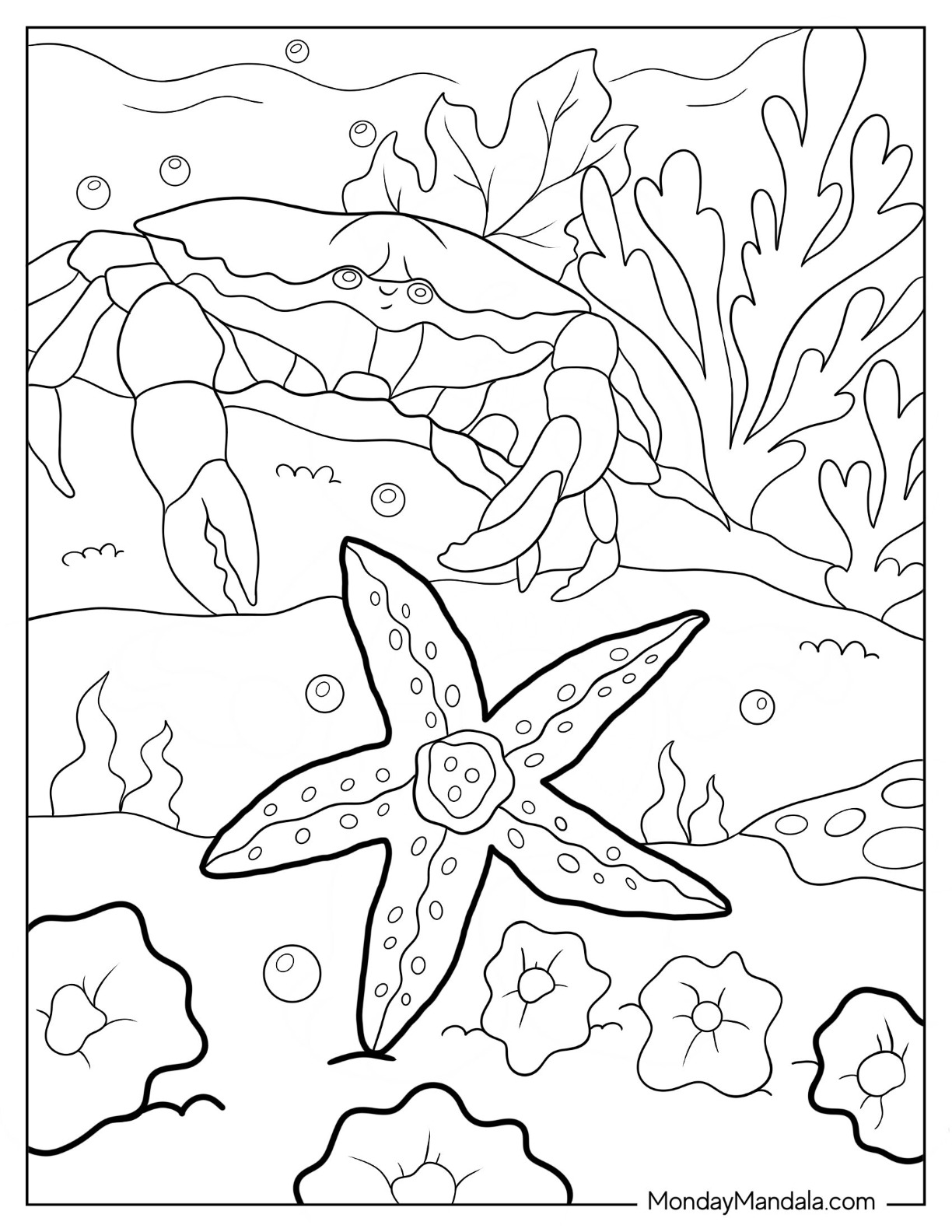 Starfish coloring pages free pdf printables