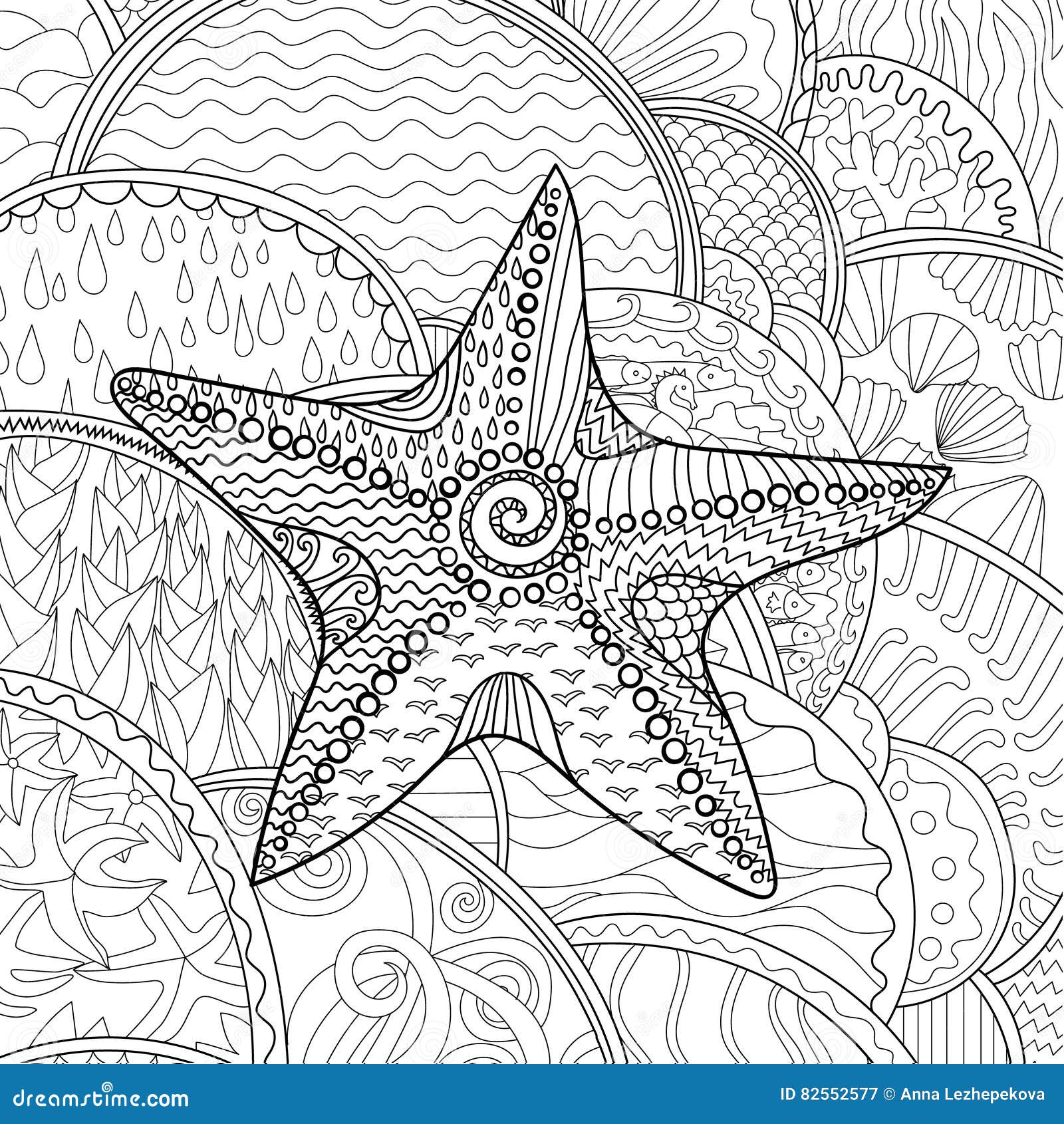 Starfish with high details stock vector