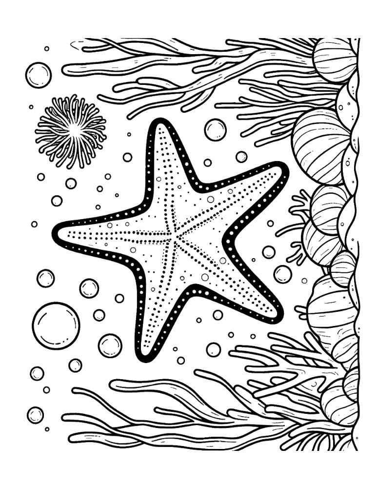 Free starfish coloring pages for kids