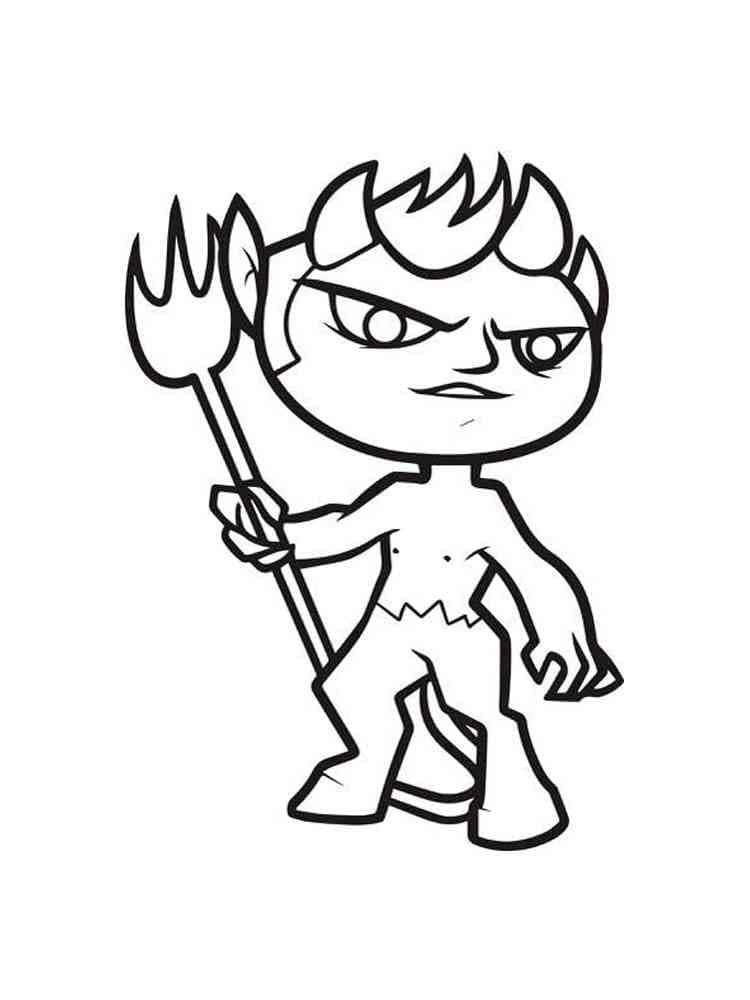 Little halloween devil coloring page