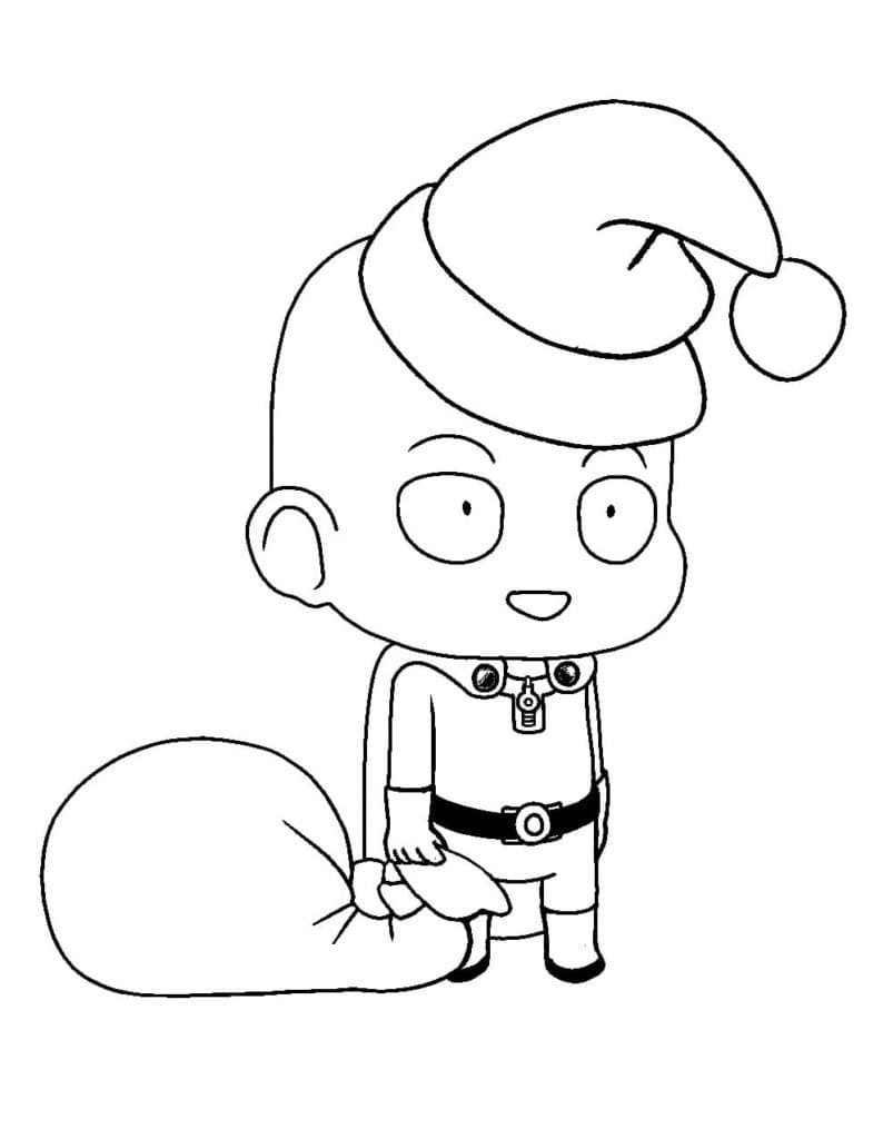 Cute chibi saitama coloring page