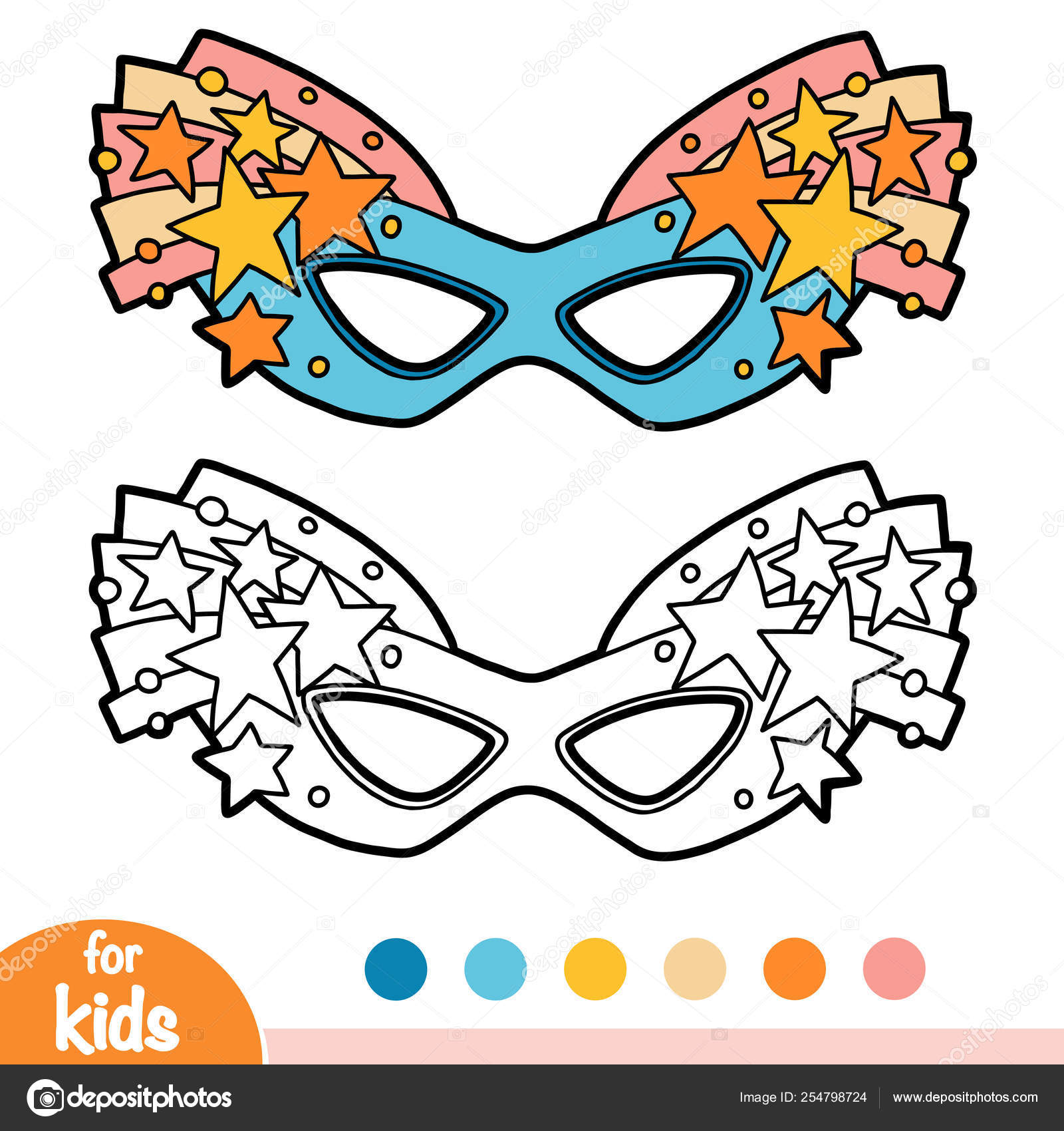 Coloring book carnival mask with stars stock vector by ksenyasavva