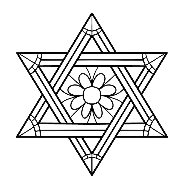 Premium vector hanukkah star of david isolated coloring page