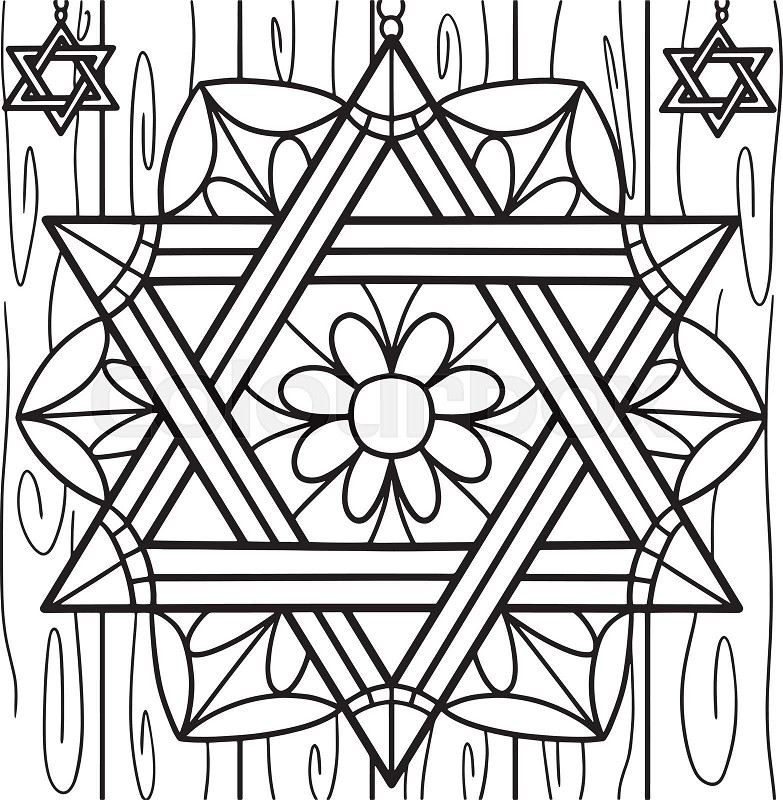 Hanukkah star of david coloring page for kids stock vector
