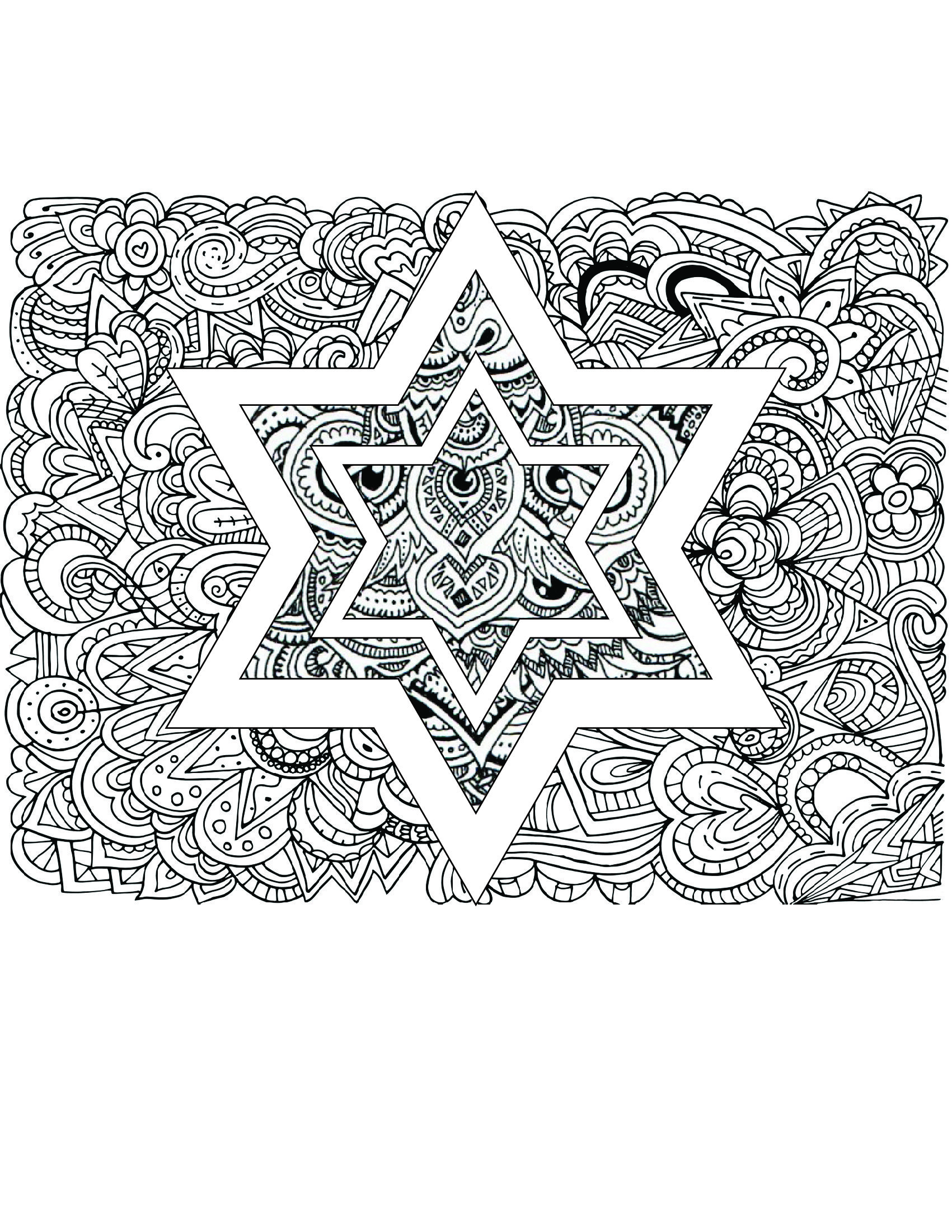 Jewish star of david magen david judaic holiday coloring page detailed coloring pages coloring pages coloring sheets