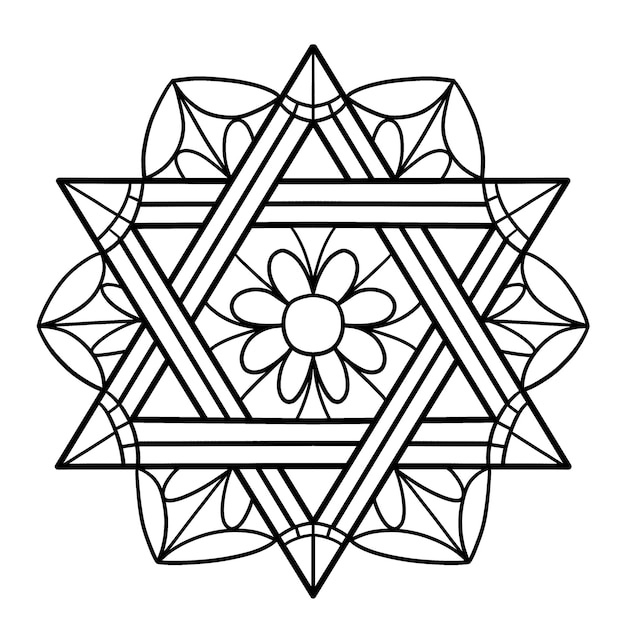 Premium vector hanukkah star of david isolated coloring page