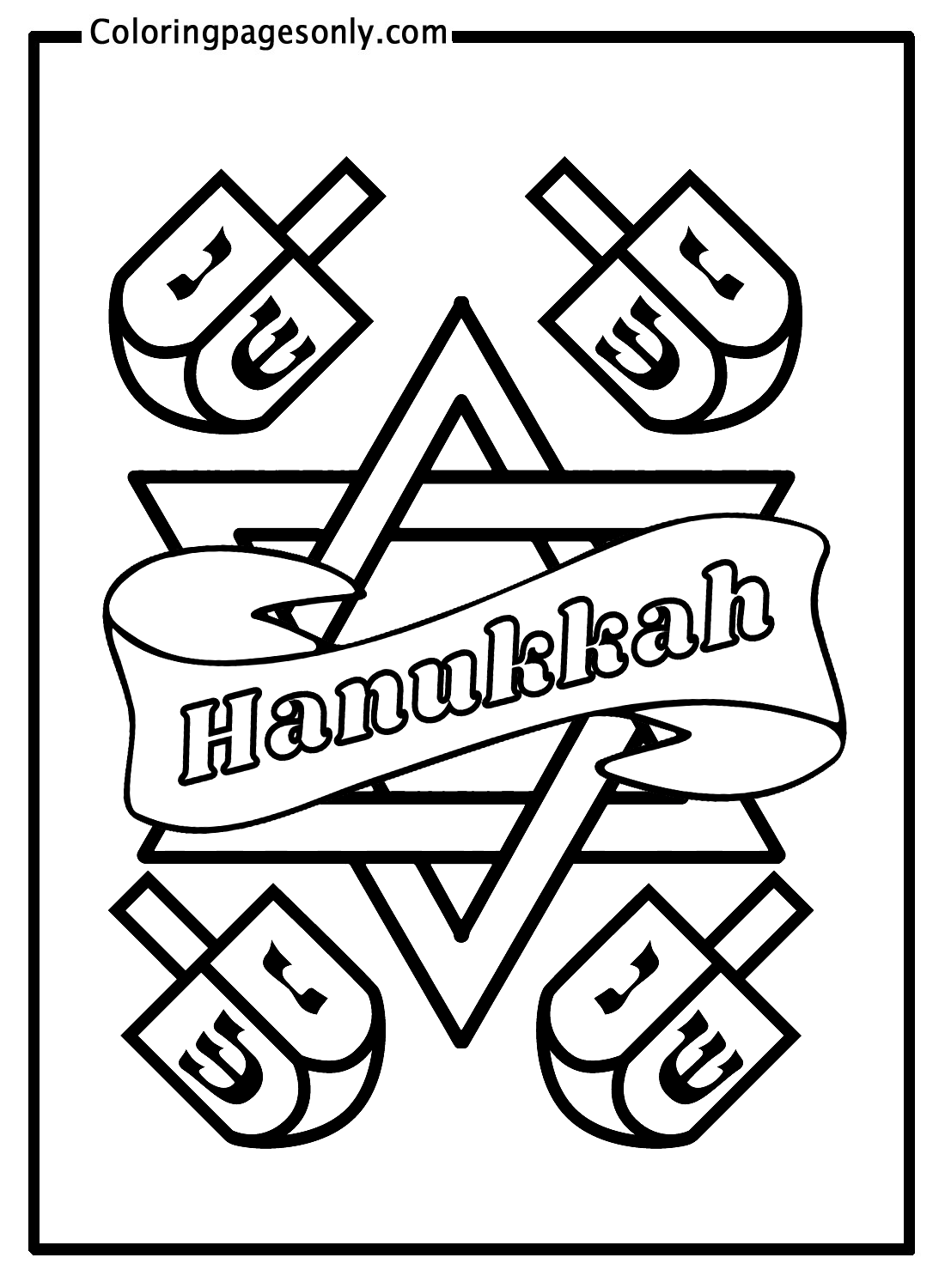 Free hanukkah star of david coloring page
