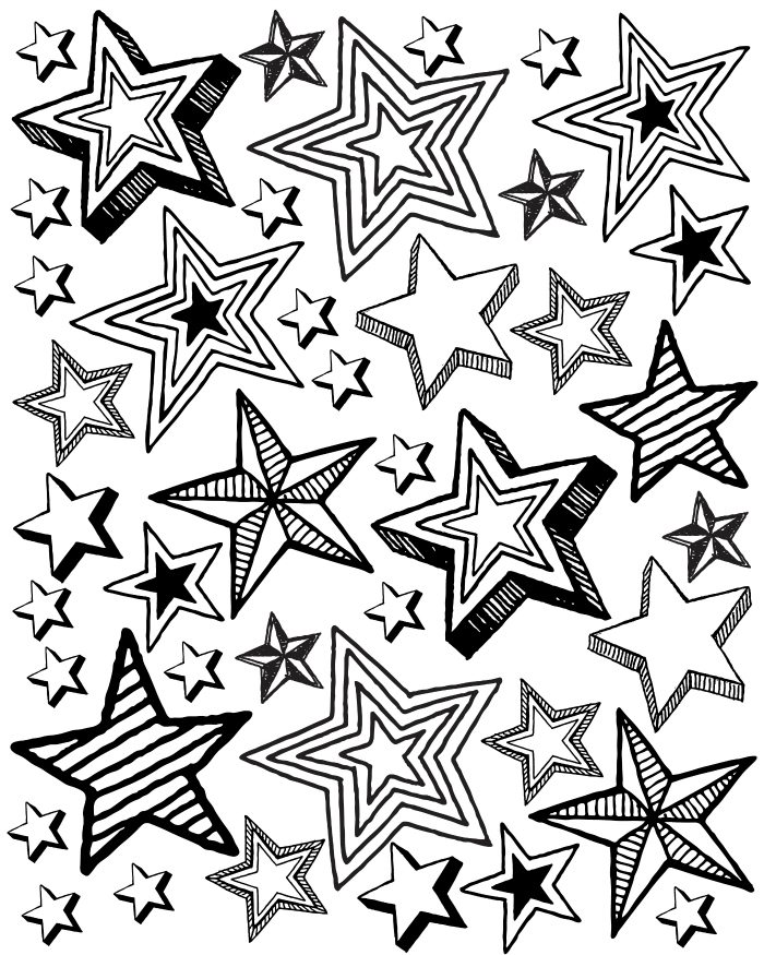 Printable star party coloring page