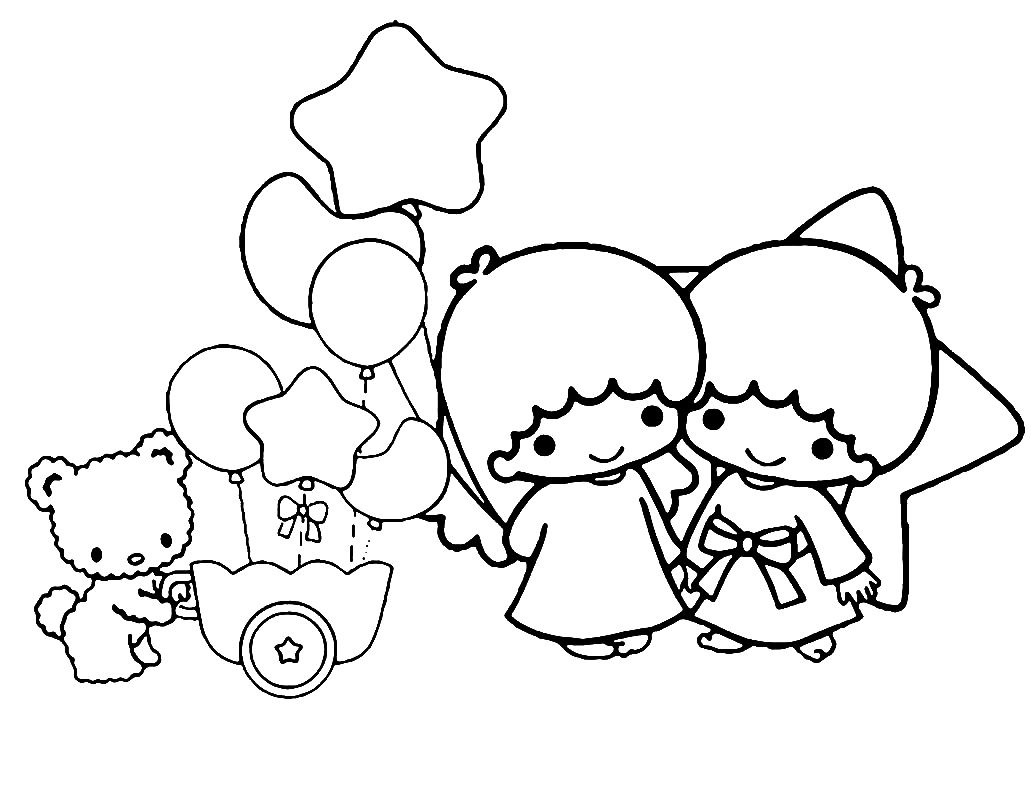 Little twin stars coloring pages printable for free download