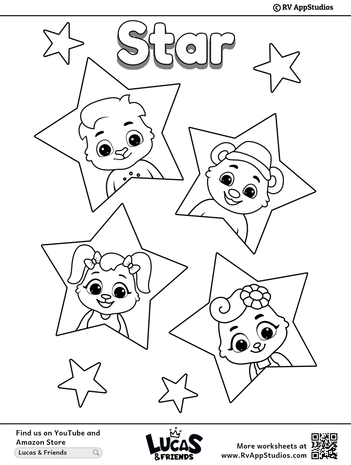 Free printable star coloring pages for kids