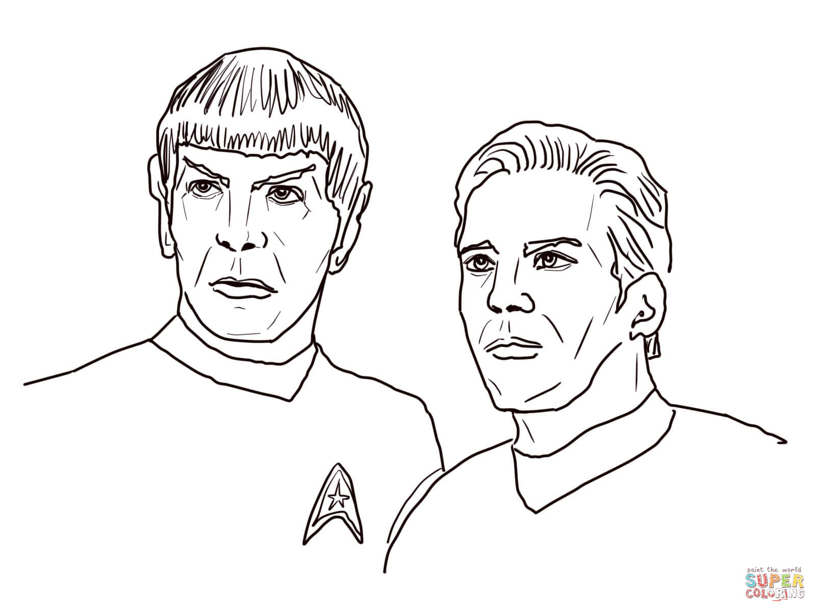 Kirk and spock coloring page free printable coloring pages