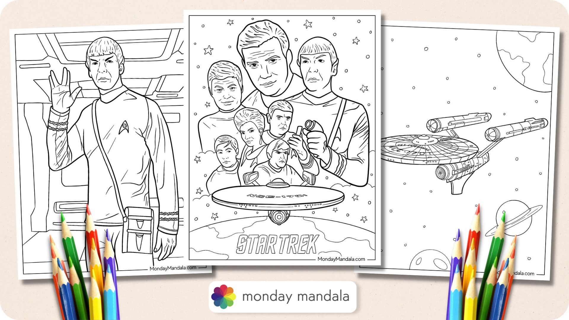 Star trek coloring pages free pdf printables