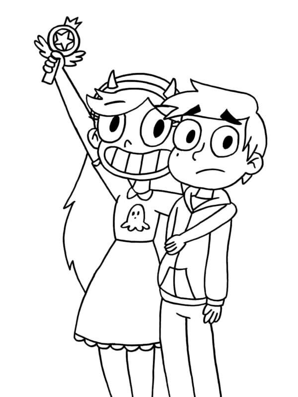 Star princess hugs marco coloring page