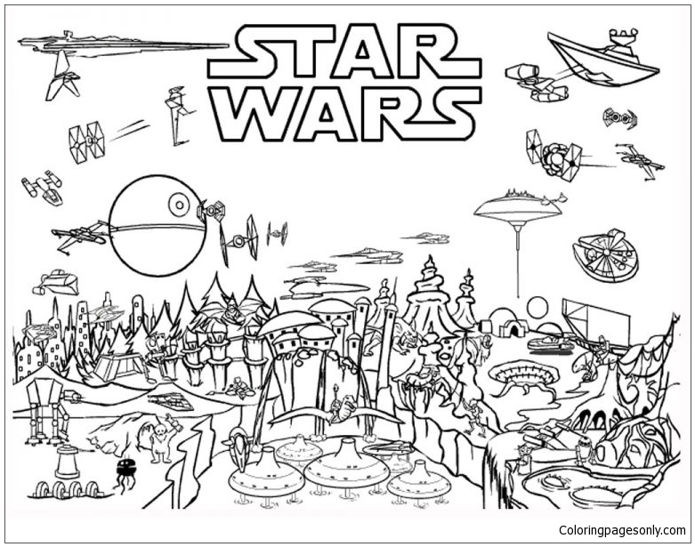 Star wars scene coloring page