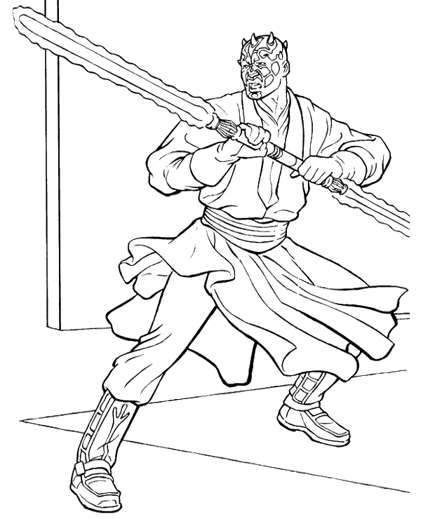 Star wars darth maul coloring page sheet