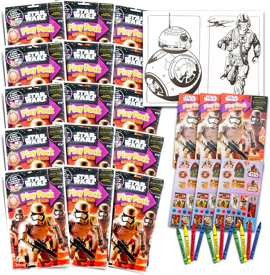 Star wars party favors set of kids play packs fun coloring book crayons stickers star wars party supplies for kids birthday toys games