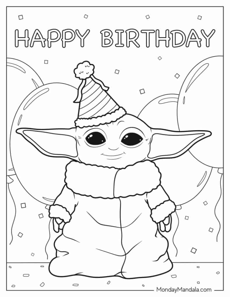 Baby yoda coloring pages free pdf printables