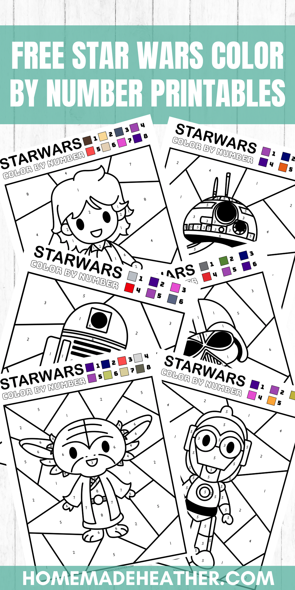 Free star wars color by number printables homemade heather