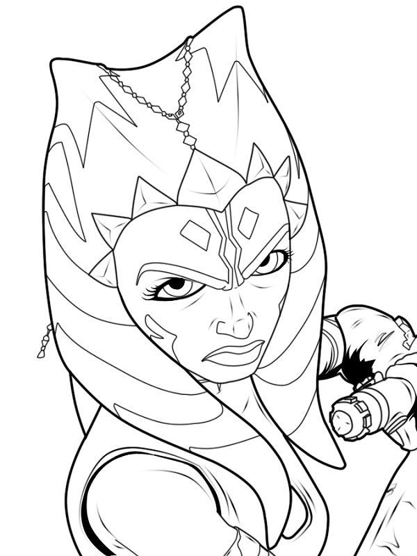 Black and white coloring pages star wars ahsoka