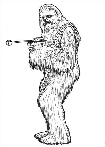 Chewbacca with bowcaster coloring page free printable coloring pages