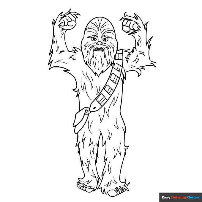 Cartoon chewbacca coloring page easy drawing guides