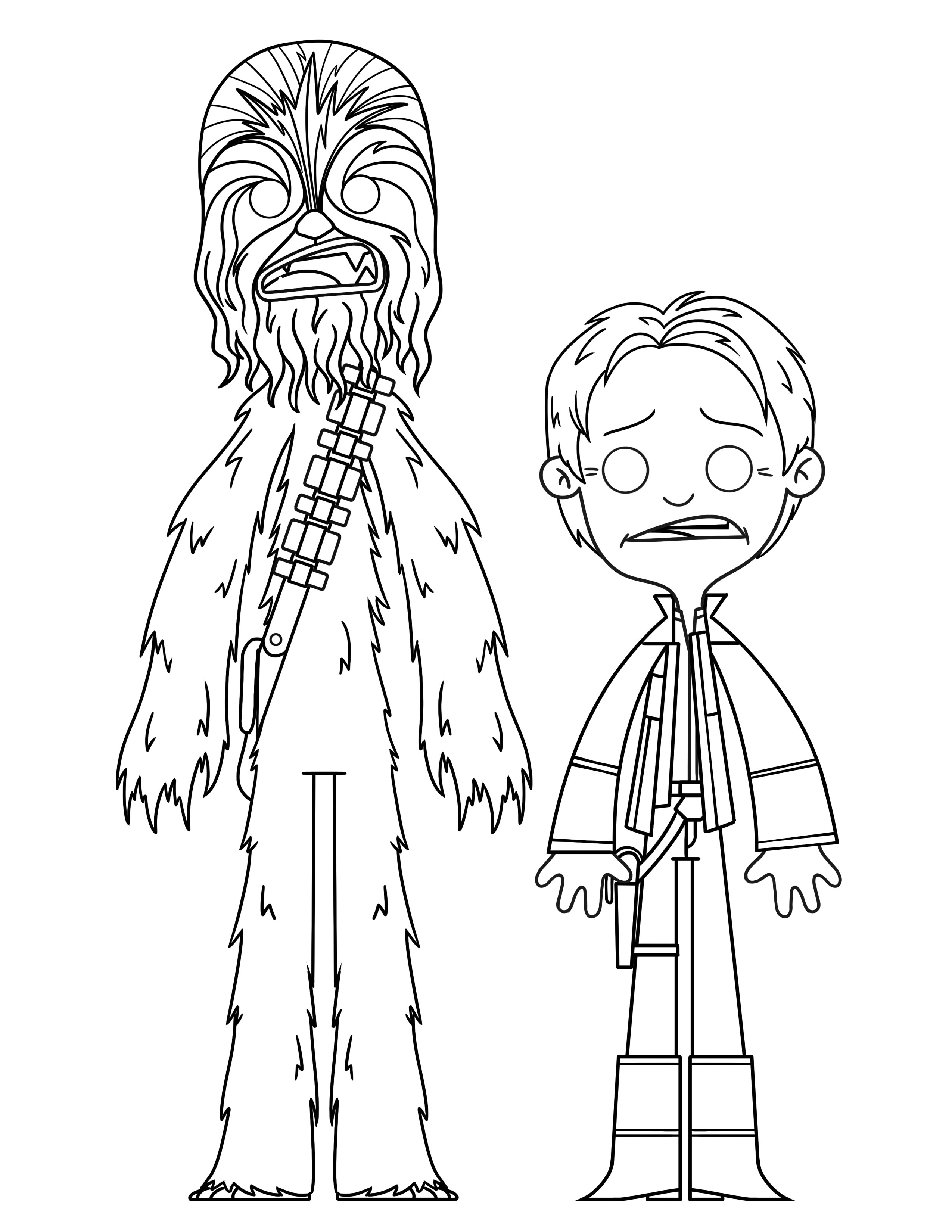 Han and chewy coloring page