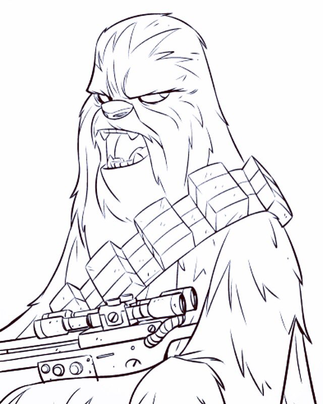 Derek laufman on x chewie line art clean up chewbacca starwars forceawakens wip httpstcoslostfgap x