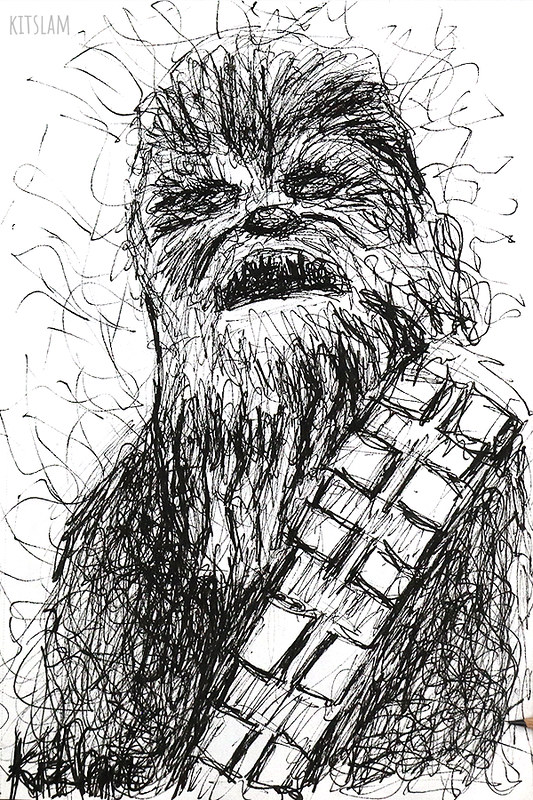 Star wars scribble drawing of chewbacca scribble drawing â