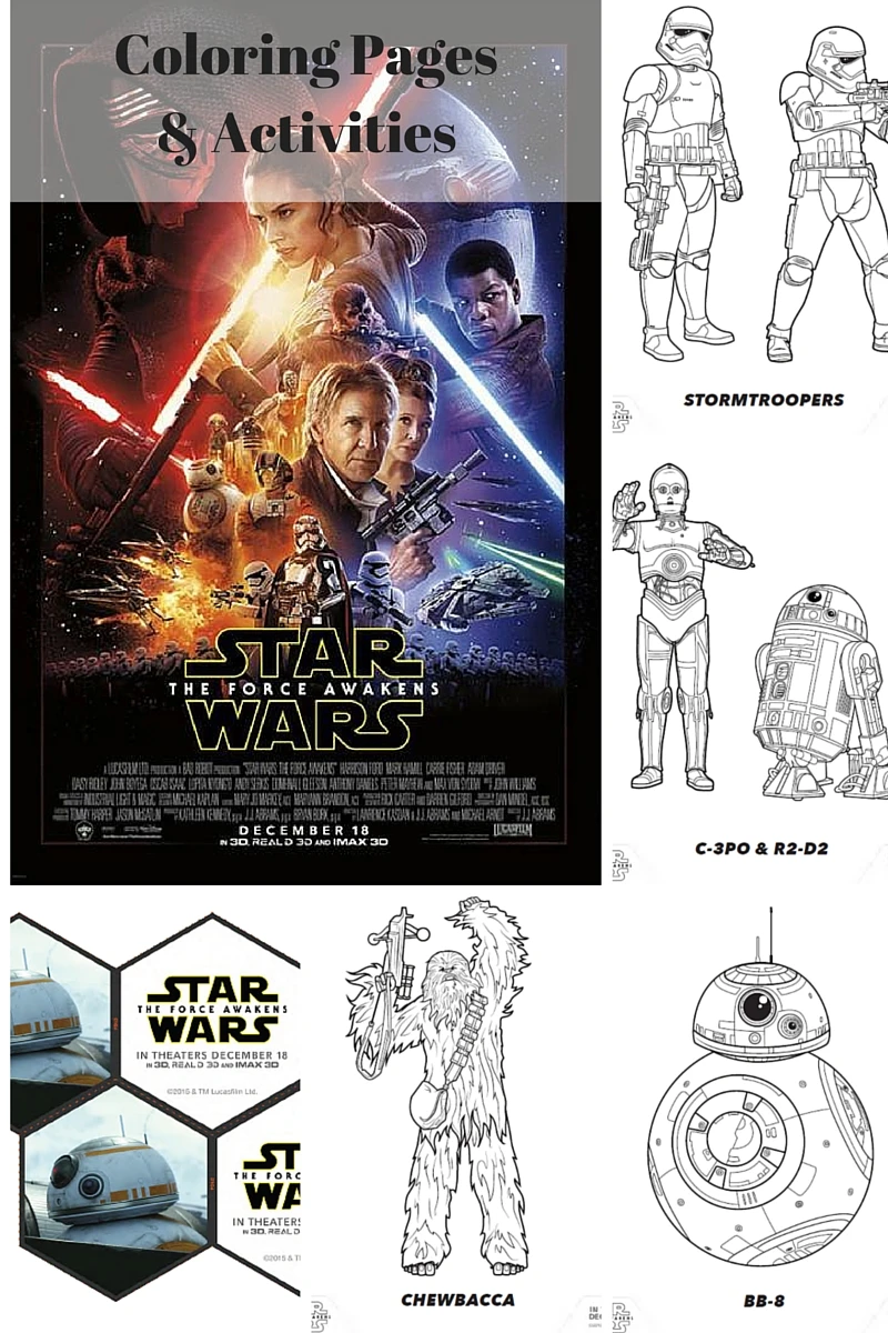 Star wars the force awakens free activity pack with coloring pages